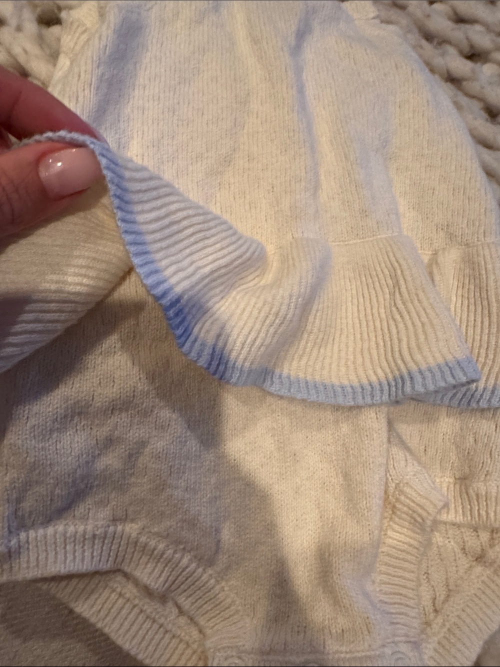 Carter's Cream Knit Ruffle One-Piece - Picture 2 of 6
